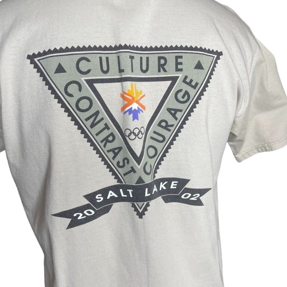 Vintage XIX Olympic Winter Games 2002 Salt Lake City T Shirt Beige Men Size L u - Picture 7 of 9